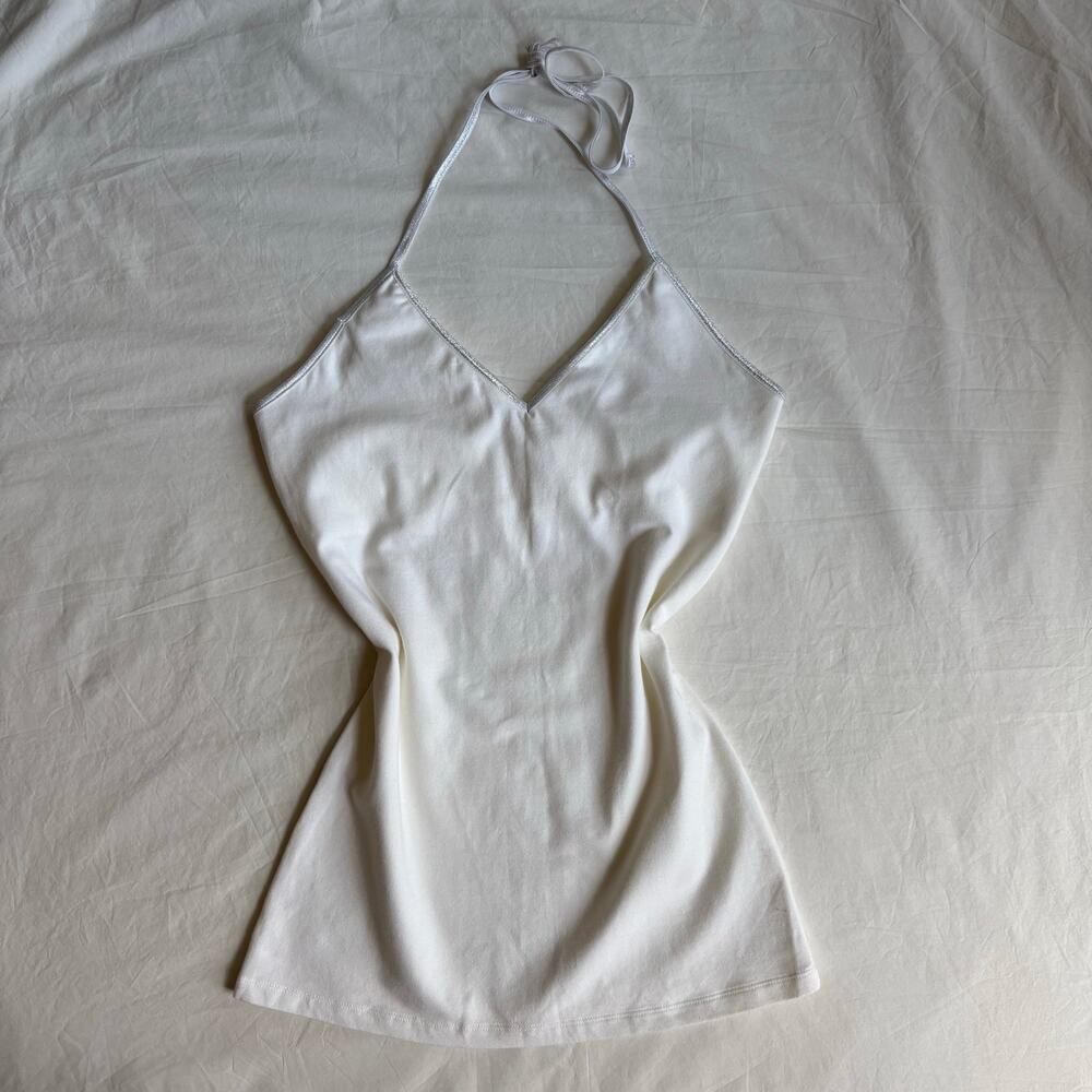 Y2K White Halter Cami Top Express - Size S